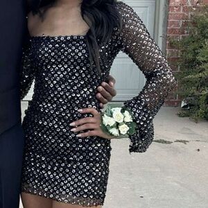 Women’s black flower sequence dress